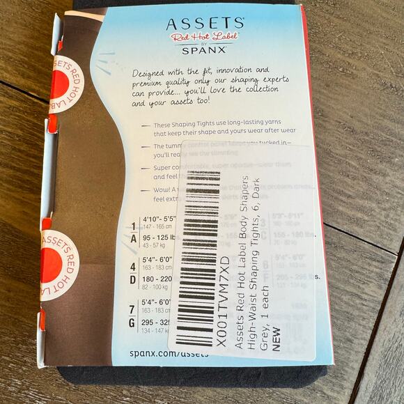 Spanx Assets Red Hot Label Size 6 F Dark Gray High Waist Shaping Tights Sexy NEW - Picture 6 of 7